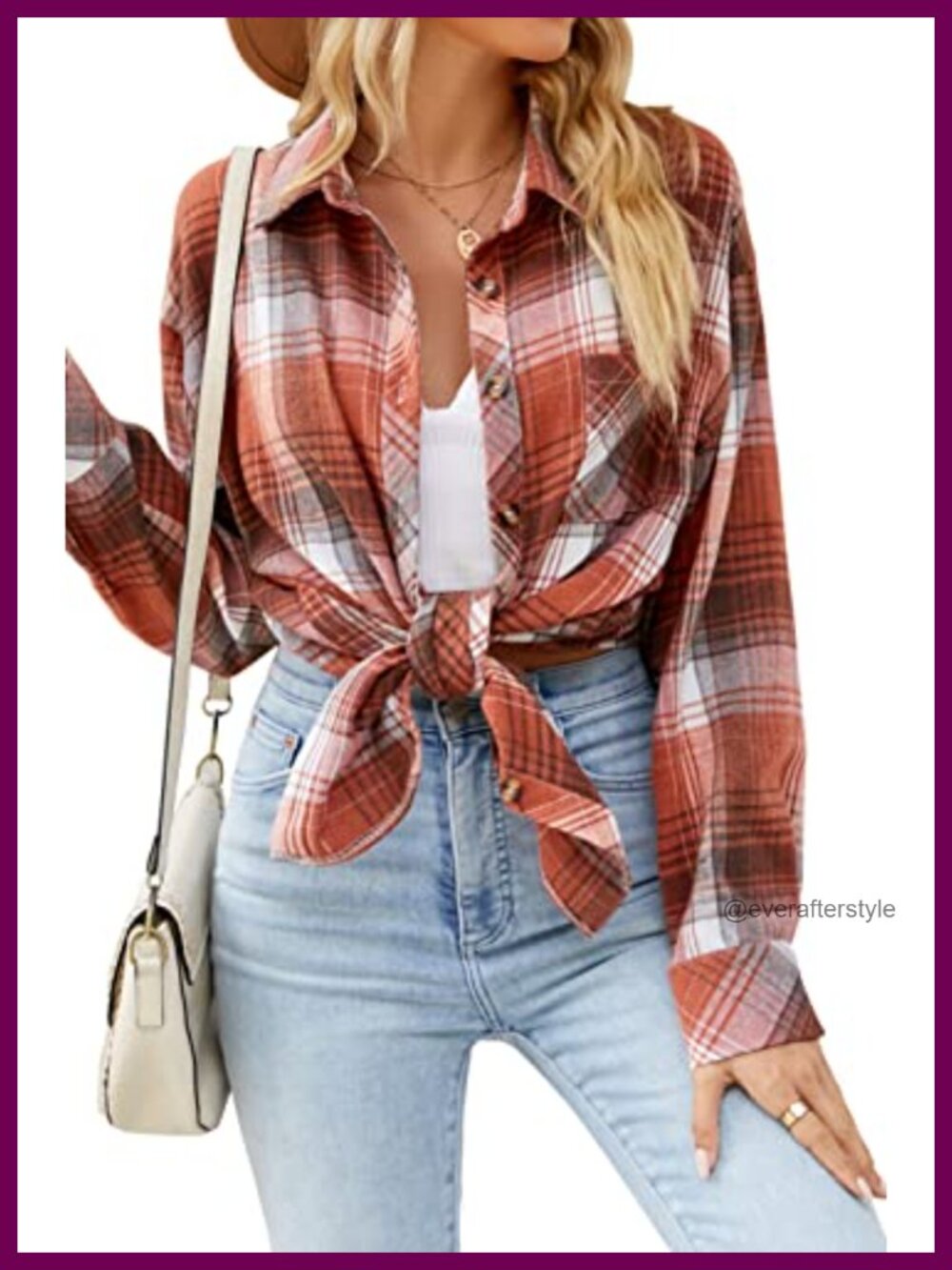Plaid Button Down Shirt Long Sleeve Flannel Shacket Oversized Casual Blouse
